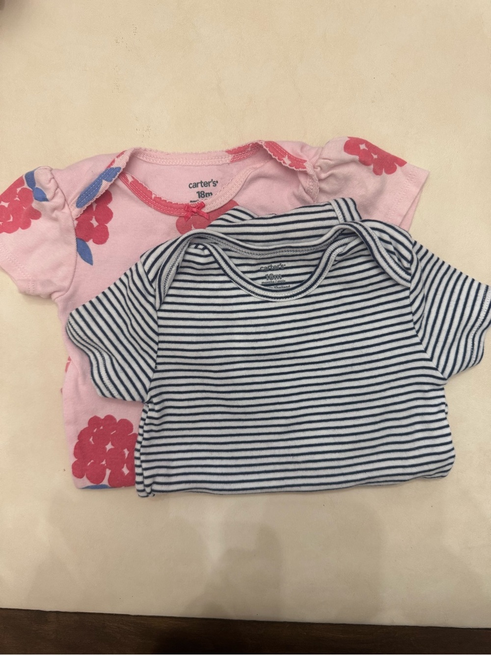 Carter's Pink Floral and Navy-Striped Baby Bodysuits (2-Pack)